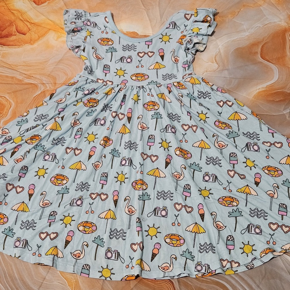 Little Sleepies Pool Party Twirl Dress Size 6 Girls Bamboo Pockets